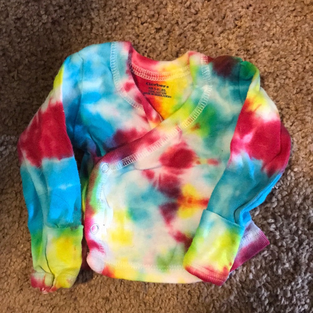 Hand Dyed Tie Dye Side Snapping Newborn Shirt